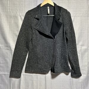Fabletics Women's Calypso Jacket Grey Moto Asymmetrical Athletic Jacket Size M